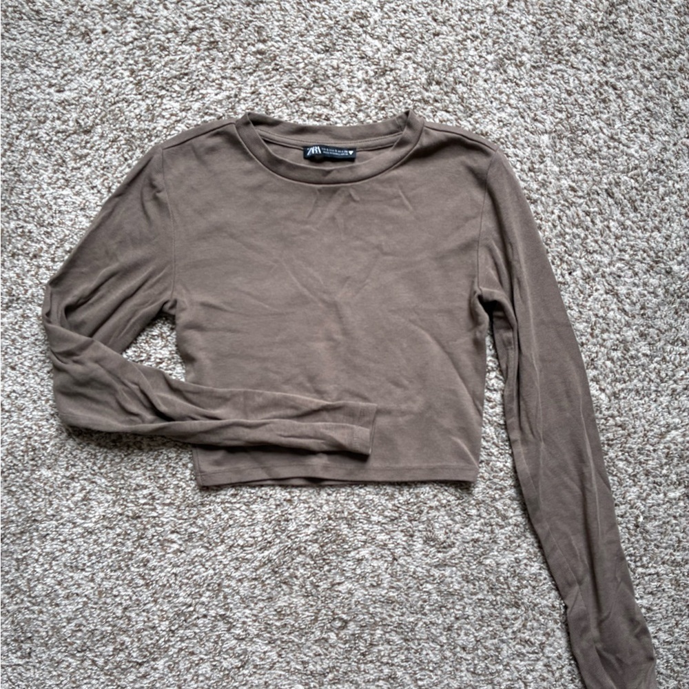 Zara Brown Fitted Croptop
